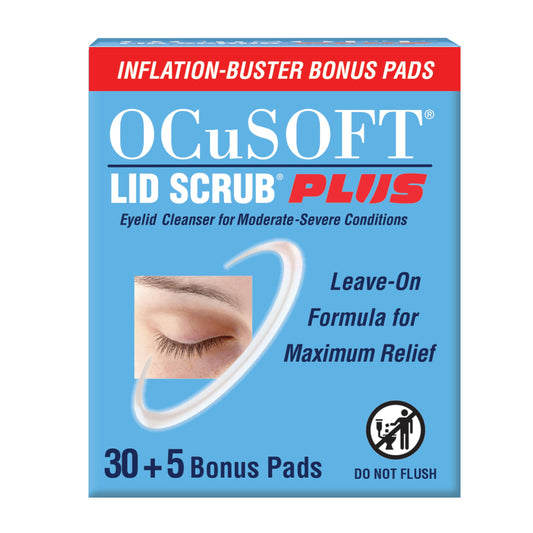 OCuSOFT Lid Scrub PLUS 35 Pre-Moistened Eyelid Wipes for Moderate to Severe Conditions, Moisturizing Cleanser, 35 Count
