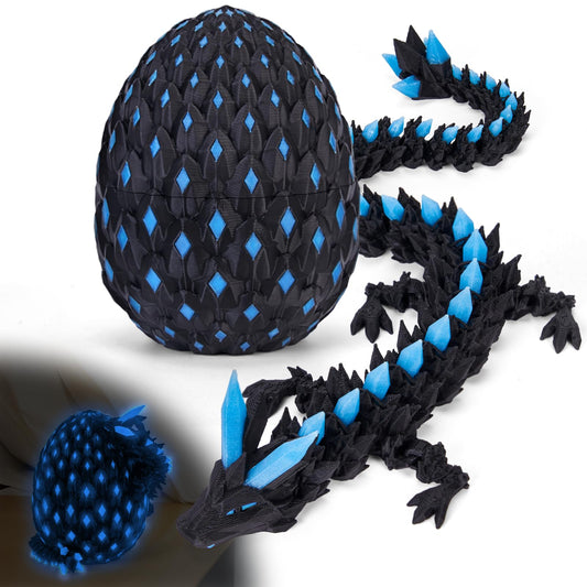 3D Printed Dragon Eggs Glow in the Dark – Articulated Dino & Mystery Eggs Fidget Toy for Kids, Teens & Collectors