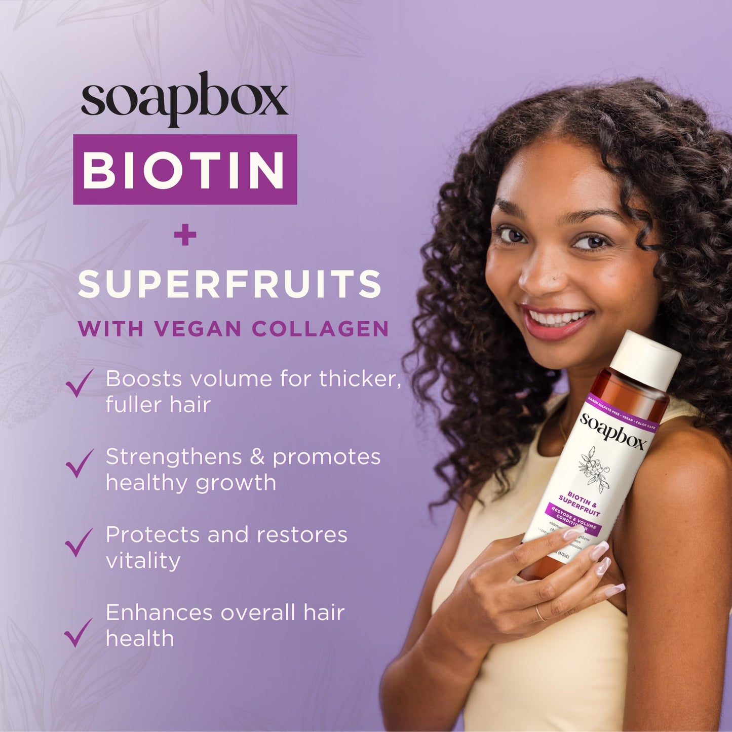Soapbox Biotin & Superfruit Shampoo & Conditioner Set with Vegan Collagen, Aloe & Shea Butter, Sulfate & Paraben Free, 16 oz Each, 2 Pack