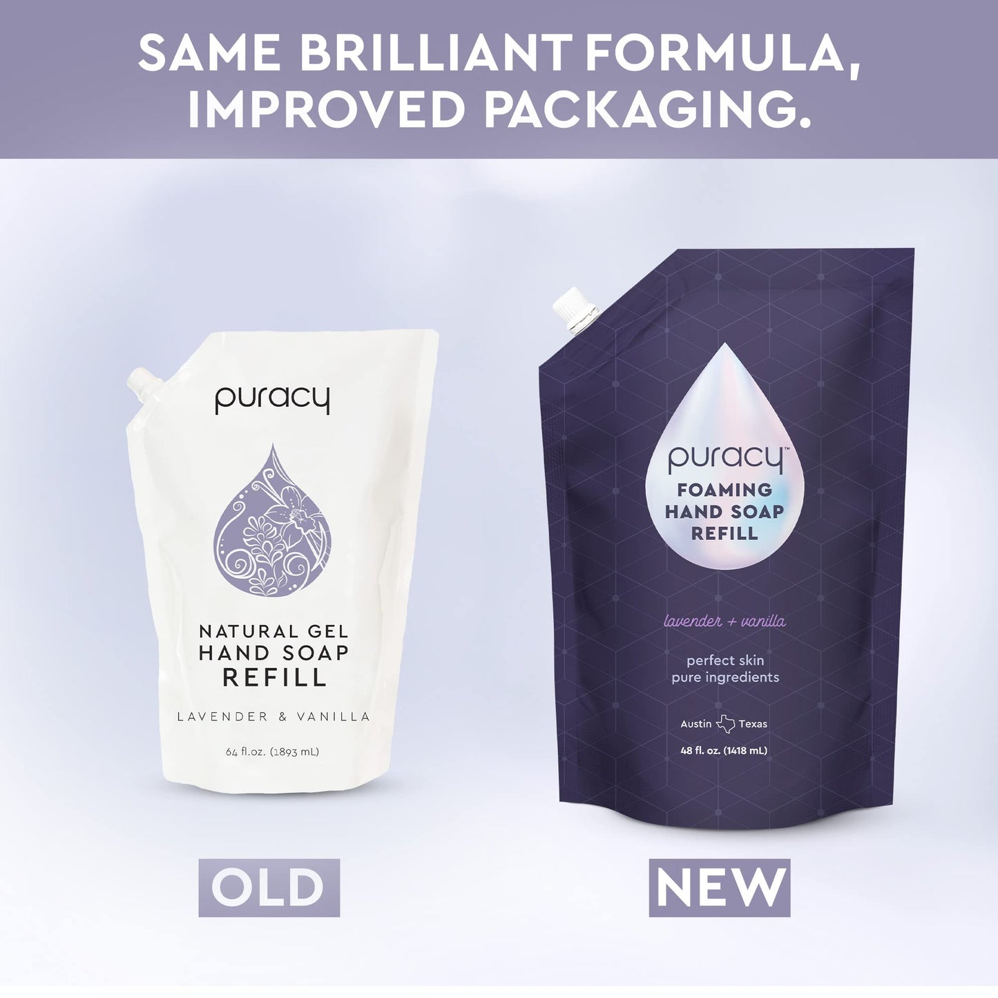 Puracy Foaming Hand Soap Refill, Lavender & Vanilla – Natural Plant-Based, Sulfate-Free, Non-Toxic, Moisturizing Hand Wash, 48 fl oz