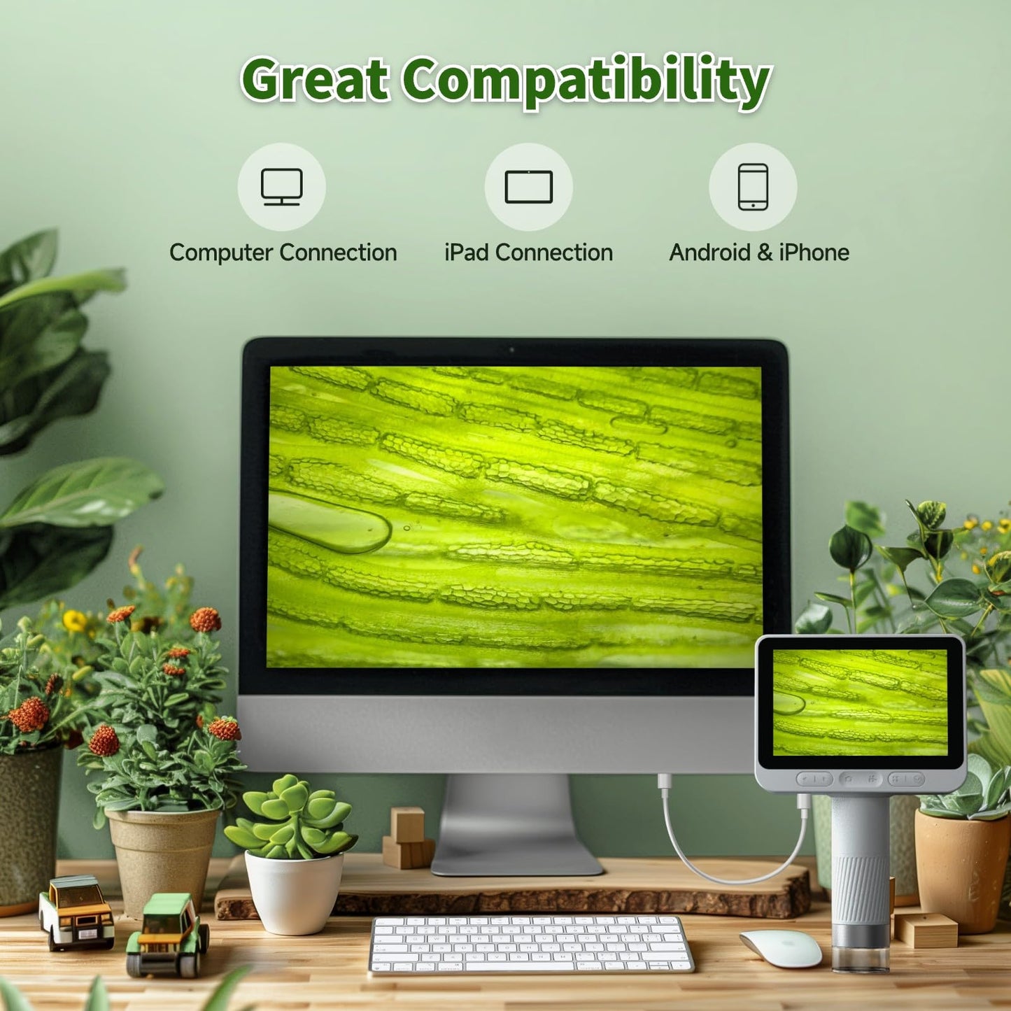 BEAVERLAB Finder Digital Microscope with 4 Inch Screen, 1080P HD 1600X Kids Portable Handheld Microscope with 8G Card for Scientific Experiment