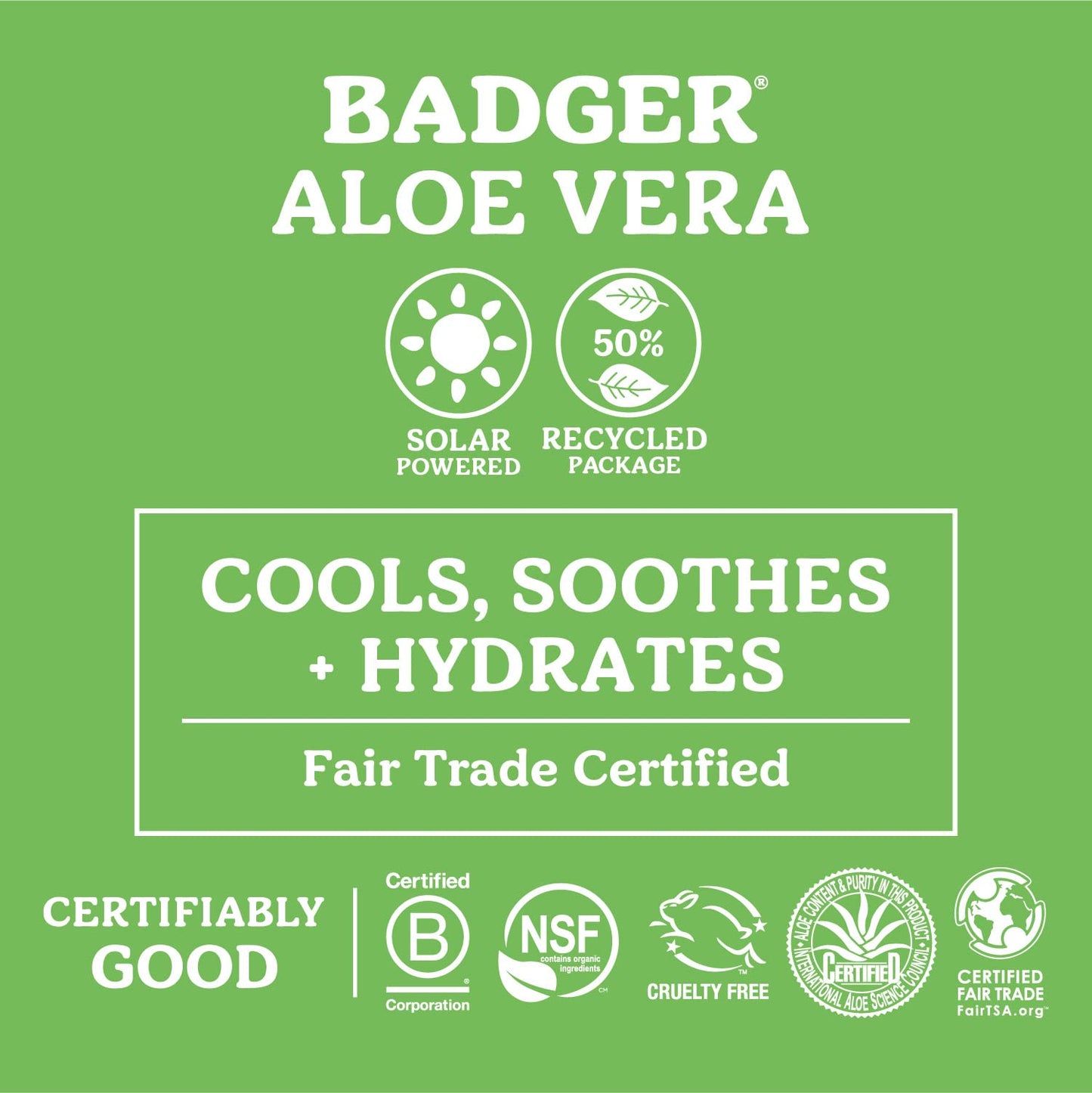 Badger Organic Aloe Vera Gel 96% Pure, Unscented for Face & Body – Soothing, Cooling, Non-Sticky Sunburn Relief, Vegan, 4 fl oz