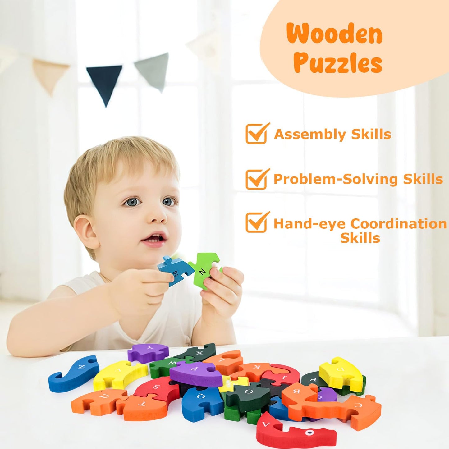 LovesTown Montessori Wooden Alphabet Puzzle – Snake ABC Learning Toy for Toddlers, Educational Jigsaw for Early Childhood, Gift for Kids
