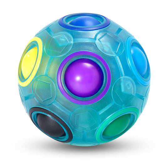 Vdealen Magic Rainbow Puzzle Ball – Fidget Brain Teaser Toy for Kids, Teens & Adults, Fun Gift for Birthday, Easter, Christmas, Blue