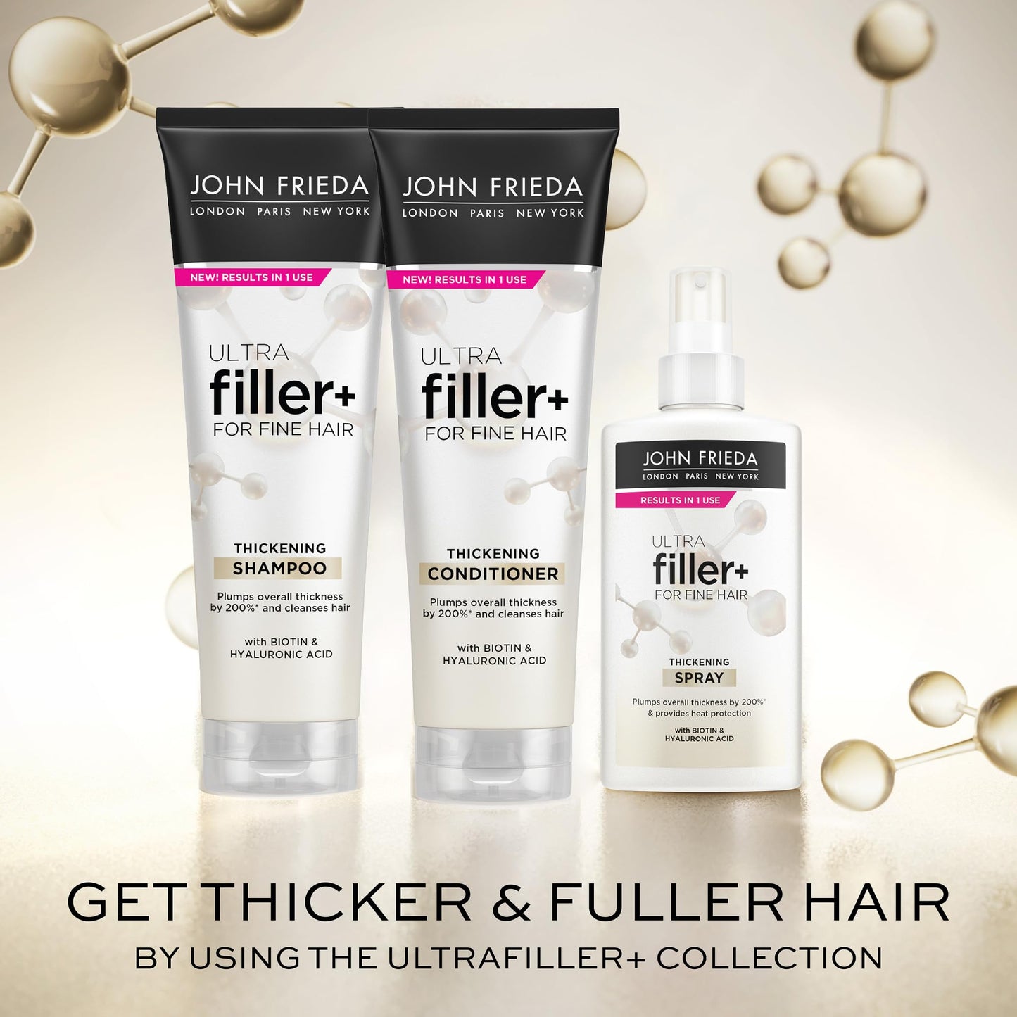 John Frieda ULTRAfiller+ Thickening Spray | For Thin or Damaged Hair | With Biotin & Hyaluronic Acid | Strengthens & Adds Fullness | 5 Oz