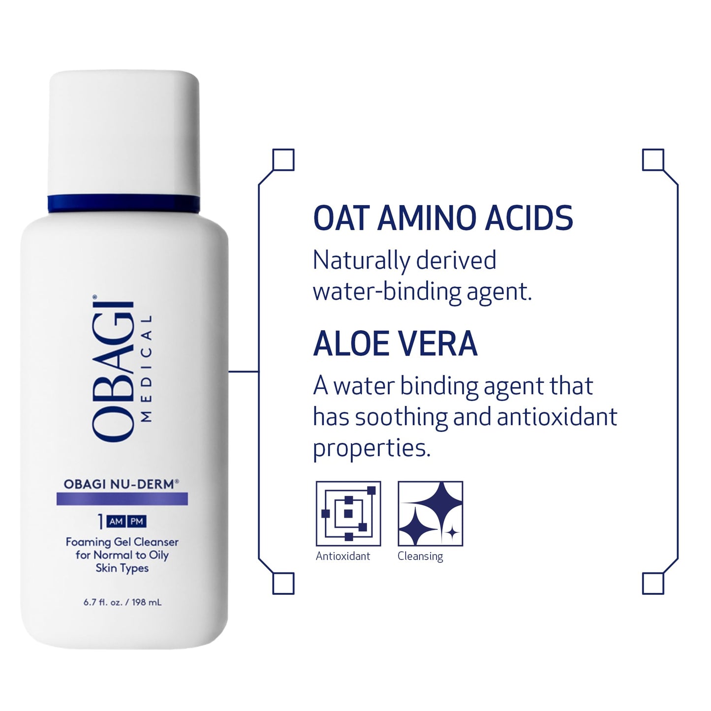 Obagi Nu-Derm Foaming Gel – Gel-Based Cleanser for Normal to Oily & Sensitive Skin – 6.7 oz