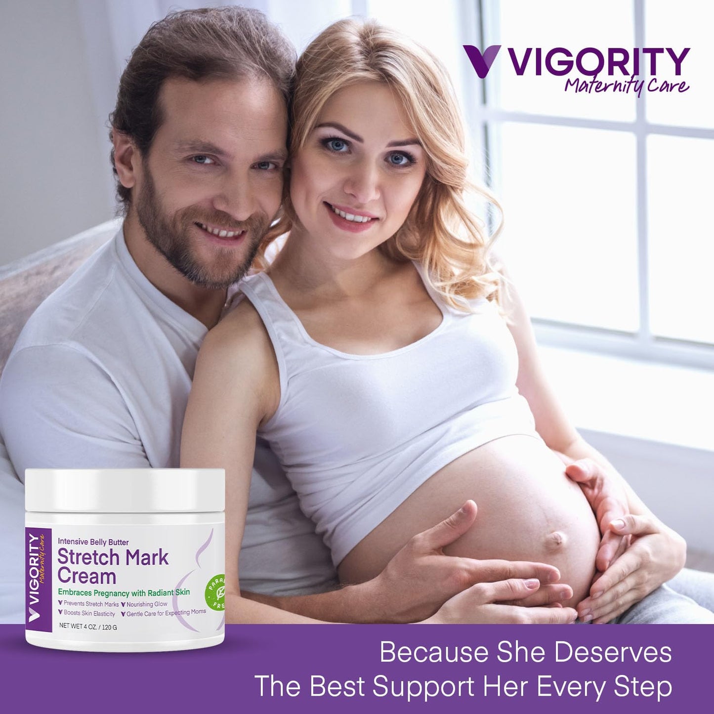 Stretch Mark Cream for Pregnancy - Belly Butter & Massage Lotion to Prevent & Repair Maternity Stretch Marks, 4 oz