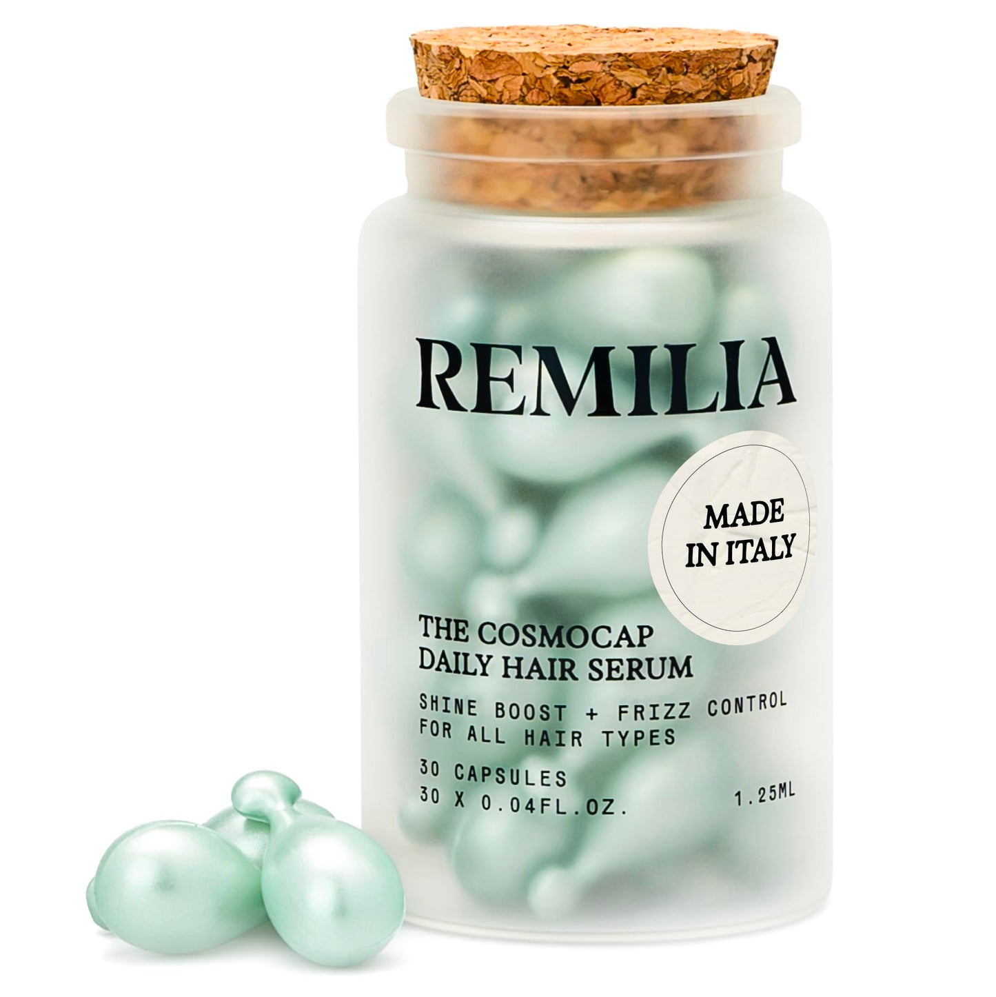 Remilia Hair Serum Capsules for Frizzy & Damaged Hair – Keratin, Silk Protein & Vitamin B5 – Anti-Frizz, Smoothing & Repair Treatment – Made in Italy, 30 Ct