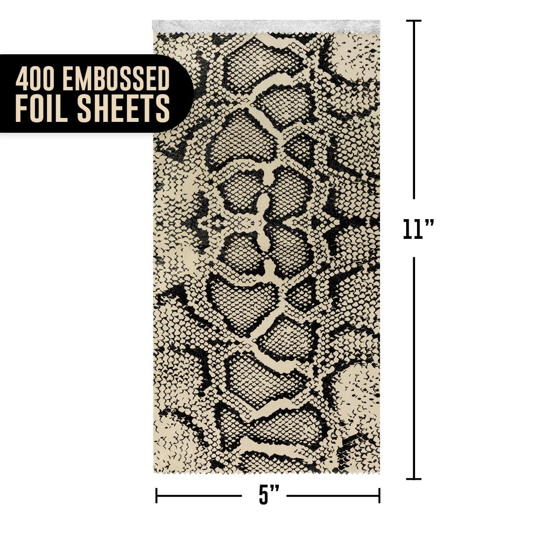 Colortrak Python Pop-Up Foil with Dispenser (400 Ct) – Pre-Cut 5"x11" Non-Slip Embossed Sheets for Hair Coloring, Highlighting & Salon Use