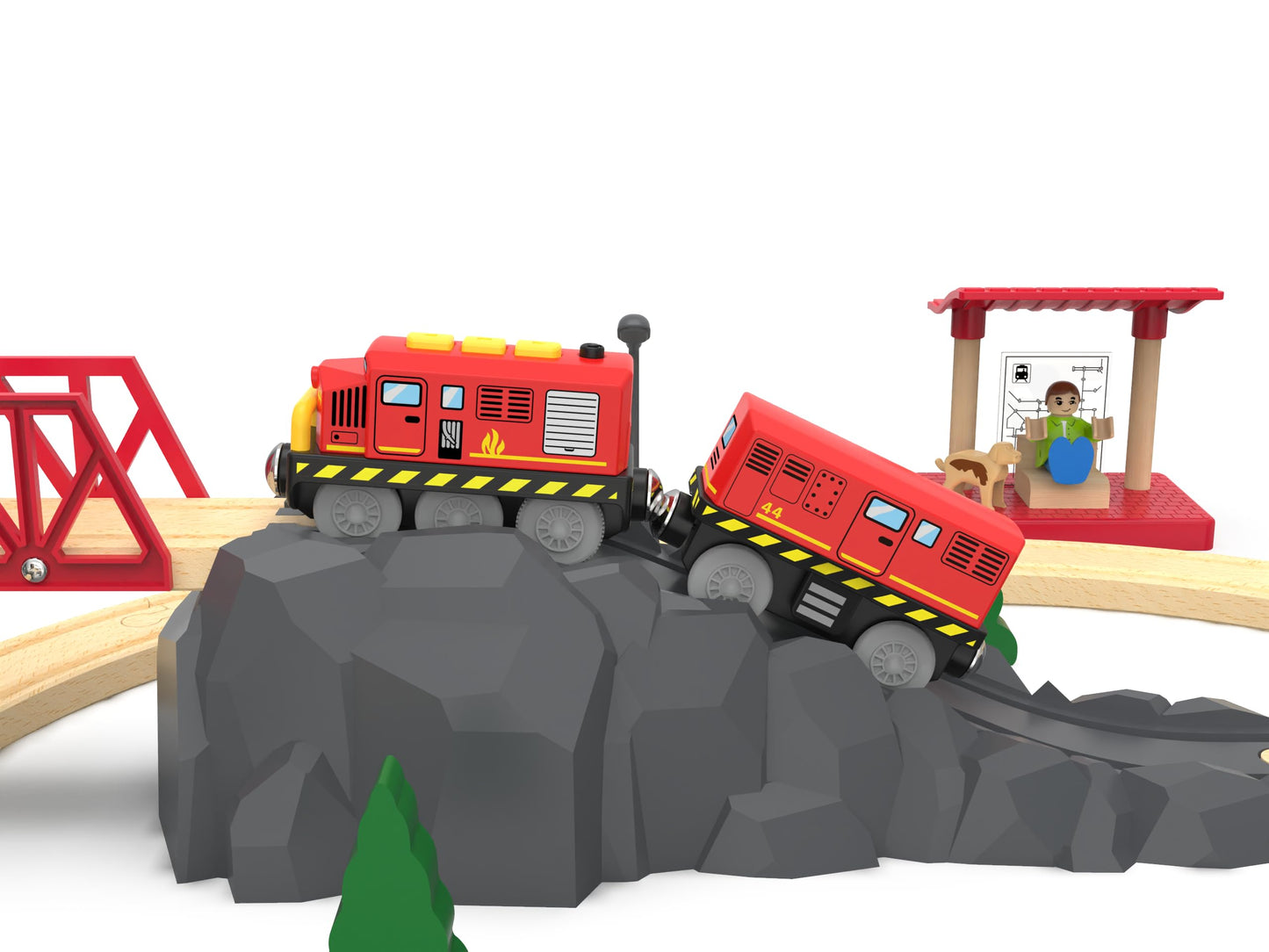 Battery Operated Locomotive Train for Wooden Tracks – Motorized Toy Train with Magnetic Connection, Compatible with Thomas, Brio, Chuggington & More