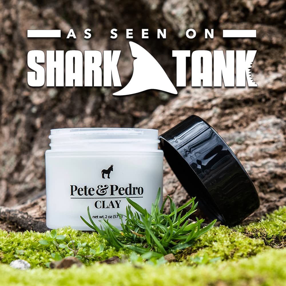 Pete & Pedro Hair Styling Clay for Men – Medium Hold, Matte Finish, Low Shine, Ideal for Messy, Fine & Thinning Hair | Shark Tank Product, 2 oz