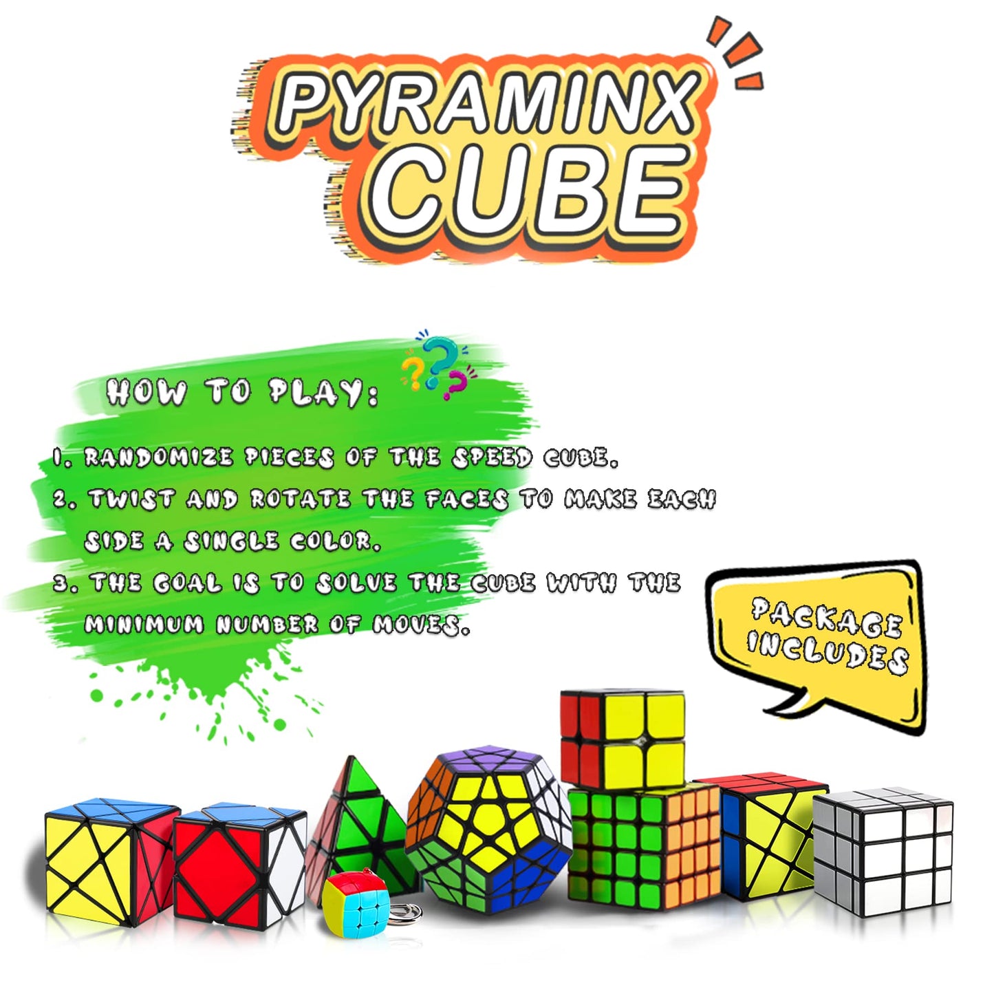 Speed Cube Set 9-Pack – Puzzle Cubes Including Pyraminx, 2x2, 3x3, 4x4, Megaminx, Mirror, Mini 3x3, Skewb & Fenghuolun for Kids & Adults