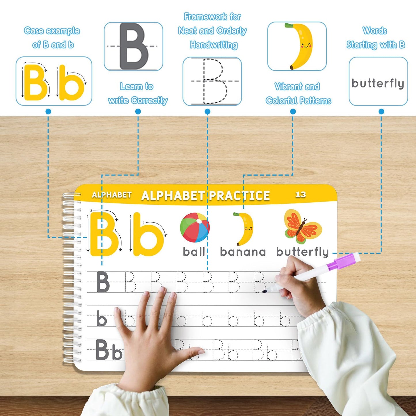 Preschool Learning Workbook for Ages 3-5 | Handwriting Tracing, Alphabet, Montessori Activities, Autism-Friendly Educational Busy Book