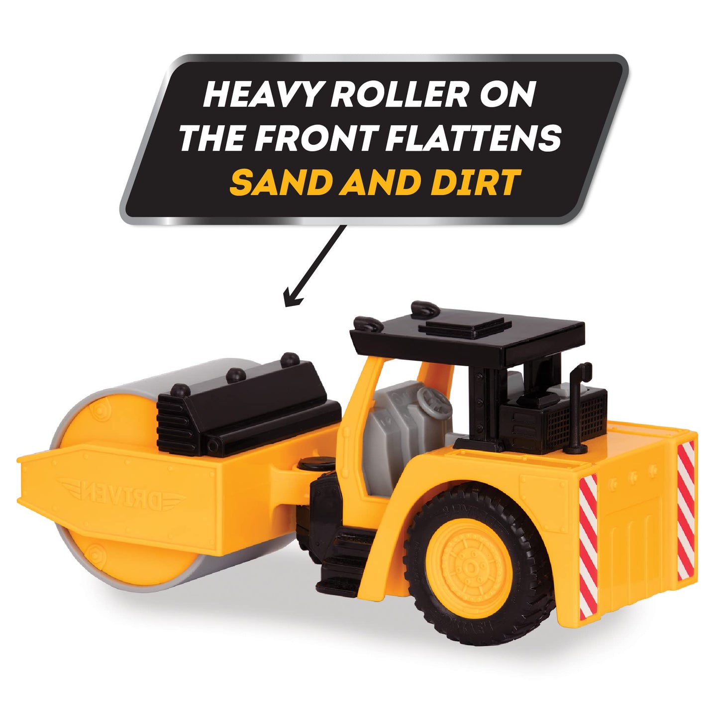 Driven by Battat 7" Steam Roller Toy with Lights & Sounds, Movable Parts, Realistic Construction Vehicle for Kids 3+ – Durable Gift