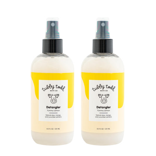TUBBY TODD Kids Hair Detangler Spray 2 Pack (8.5oz Each) – Lemon Crème | Gentle, Moisturizing Detangling Spray with Baobab & Coconut Oil