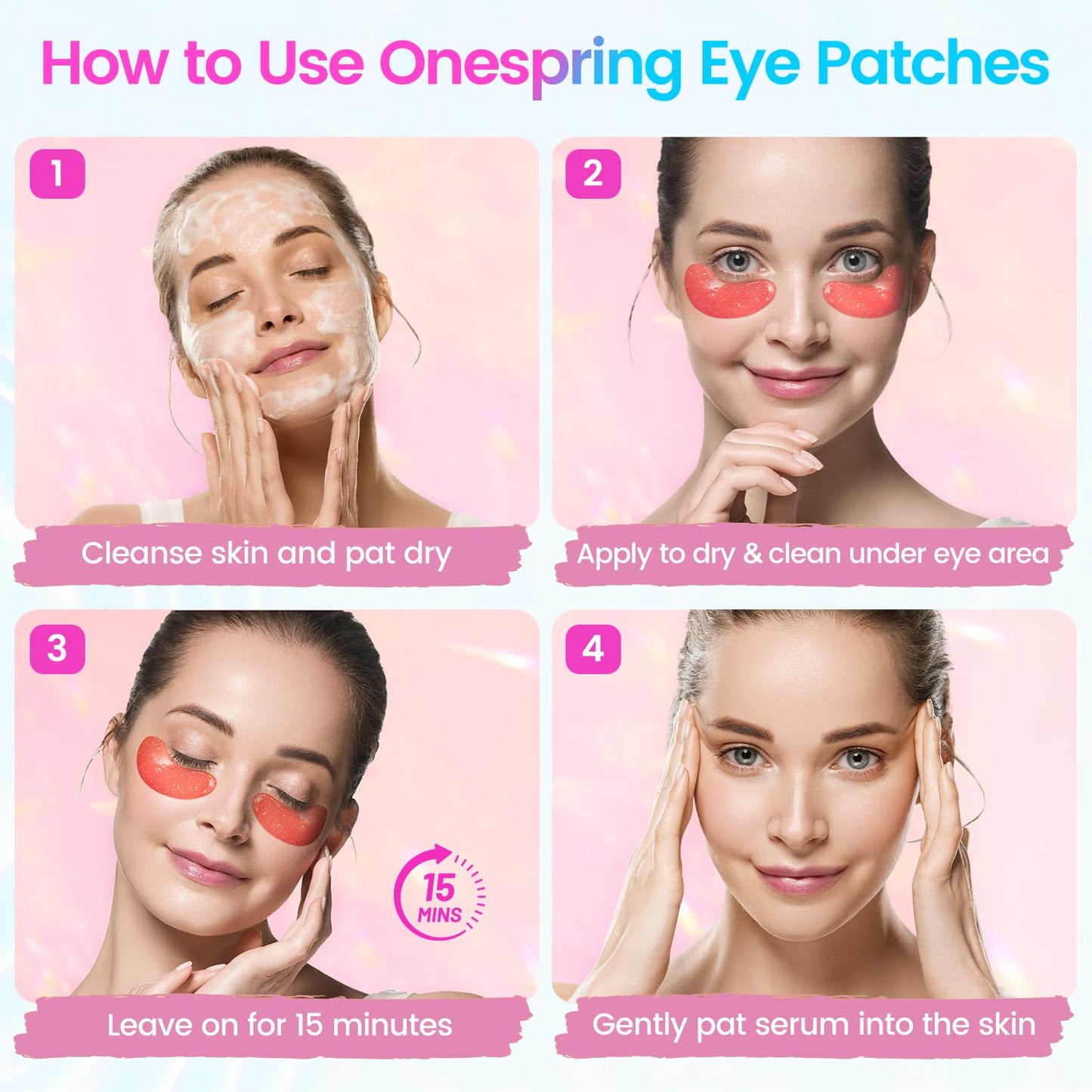 Onespring Under Eye Patches (24 Pairs) – Gel Pads for Wrinkles, Puffiness, Dark Circles & Eye Bags, Collagen Eye Mask for Refreshing Eyes