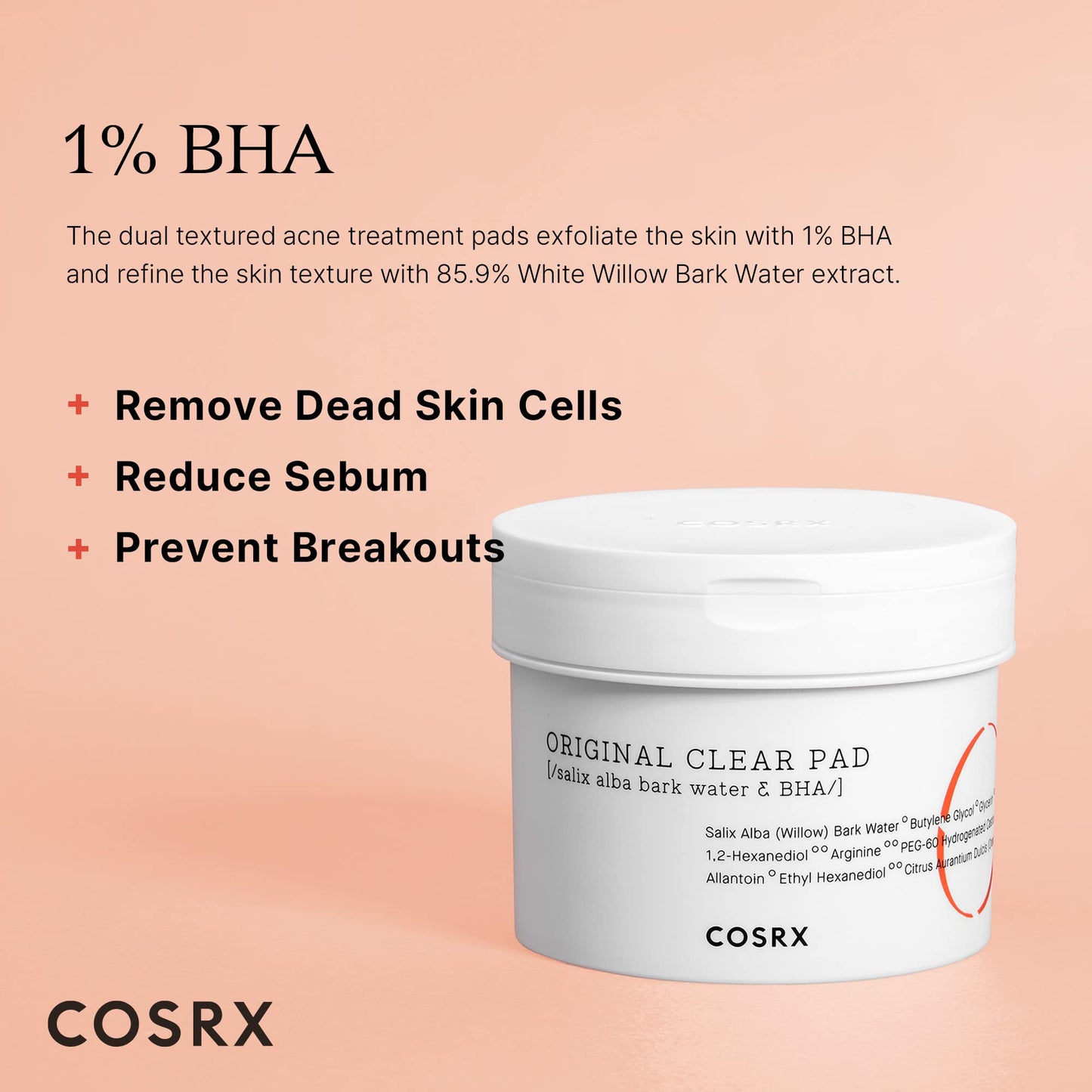 COSRX BHA Toner Pads - 70 Exfoliating Sheets for Dead Skin & Blackheads, Pore Minimizer, Breakout Prevention, Smooth & Clear Korean Skincare