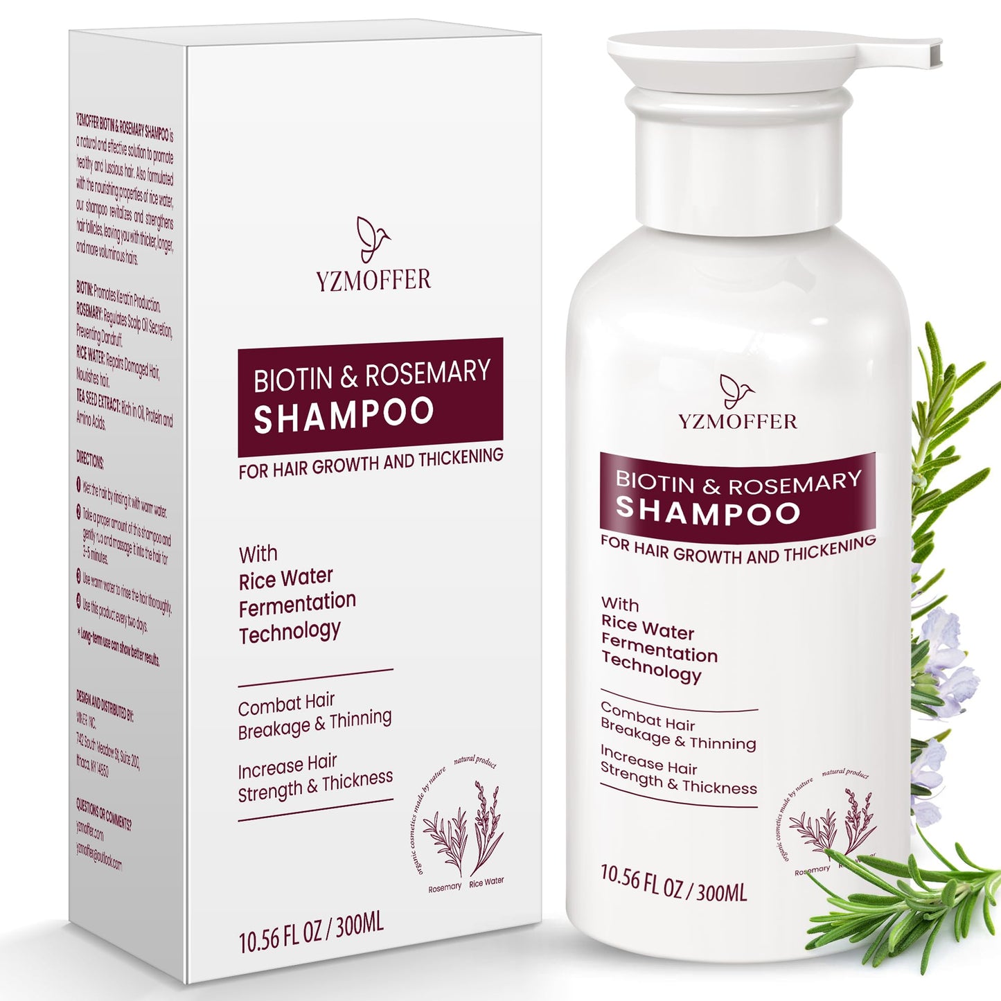 Herbal Essences Hair Growth Shampoo with Biotin, Rosemary & Rice Water – Strengthens Roots, Reduces Thinning & Hair Loss, for Men & Women, 10.5 Fl Oz