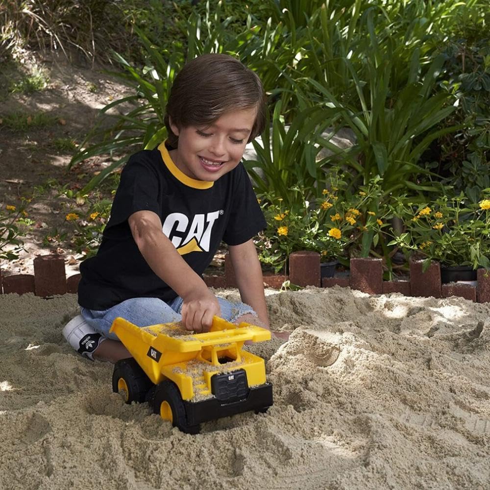 CAT Construction Dump Truck Toy Vehicle – 10" Plastic Truck with Articulated Bucket for Kids, Indoor & Outdoor Play, Construction Toy Ages 3+