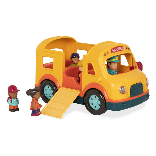 Battat – Light – Up Yellow Bus – 5 Toy Figures – Realistic Sounds – Folding Stop Sign – 18+ Months – Light & Sound School Bus