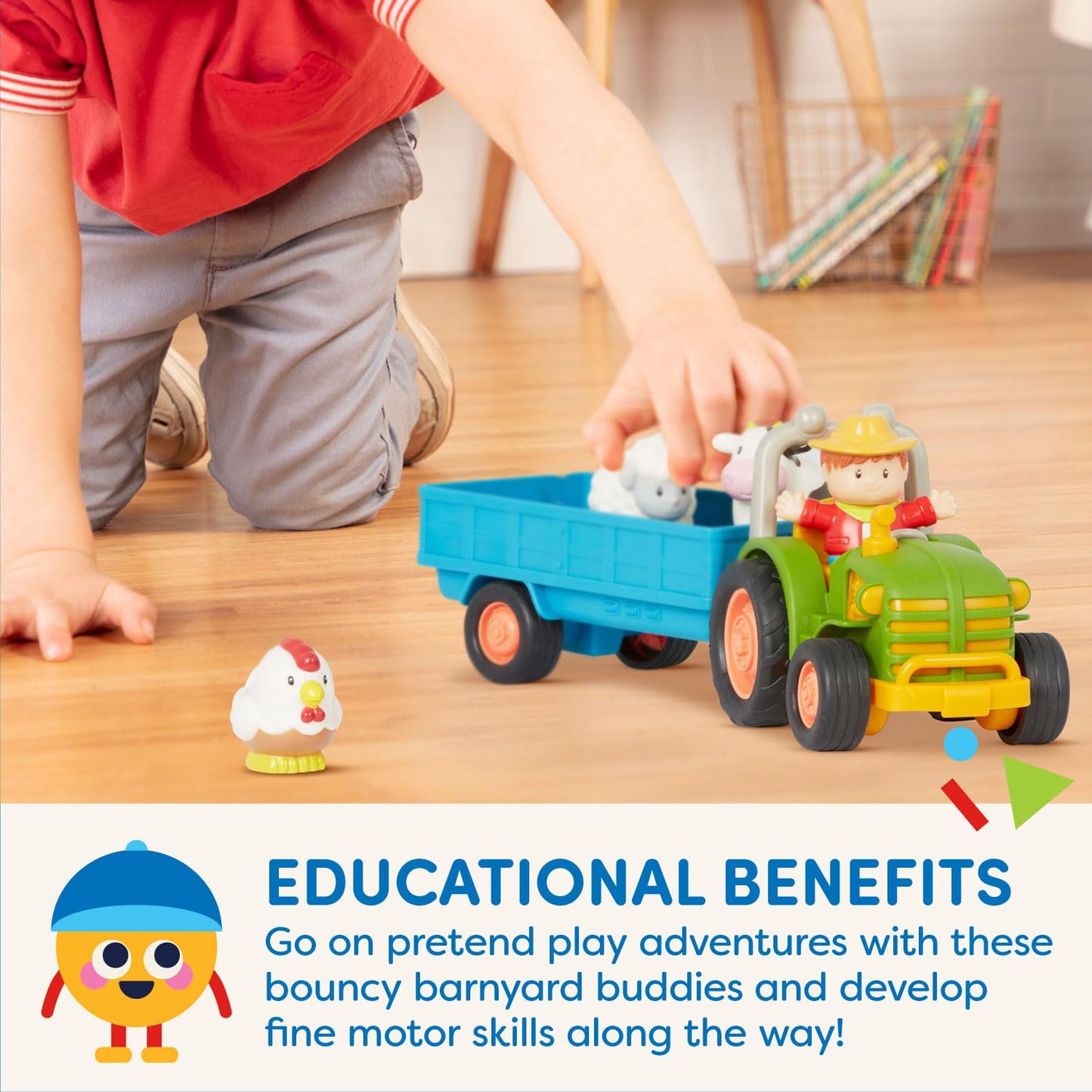 Battat Farm Tractor Toy Set with Lights & Sounds, Farmer Figure, Cart & 4 Animals, Music & Animal Sounds for Toddlers 18+ Months