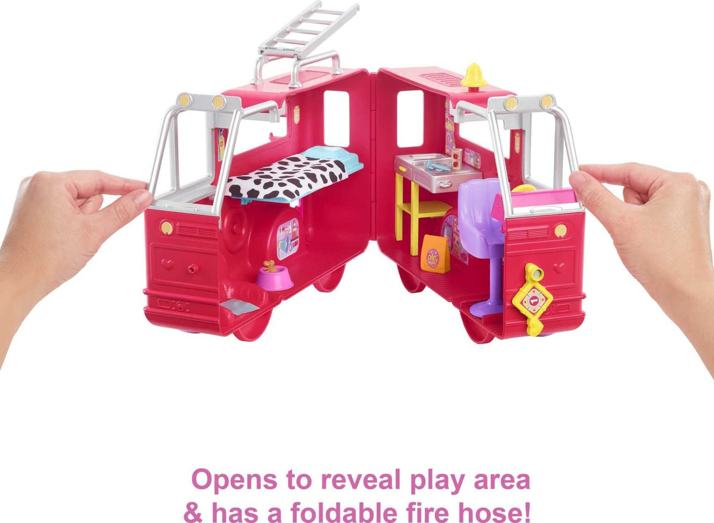 Barbie Chelsea Can Be Doll & Toy Fire Truck Playset with Blonde Small Doll, 2 Pets & 15+ Acessories, Open for Fire Station
