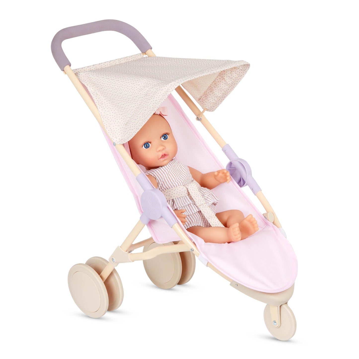 LullaBaby 14" Realistic Baby Doll with Fair Skin & Blue Eyes – Nursery Set with High Chair, Playpen & Stroller – Pretend Play Toy 2+