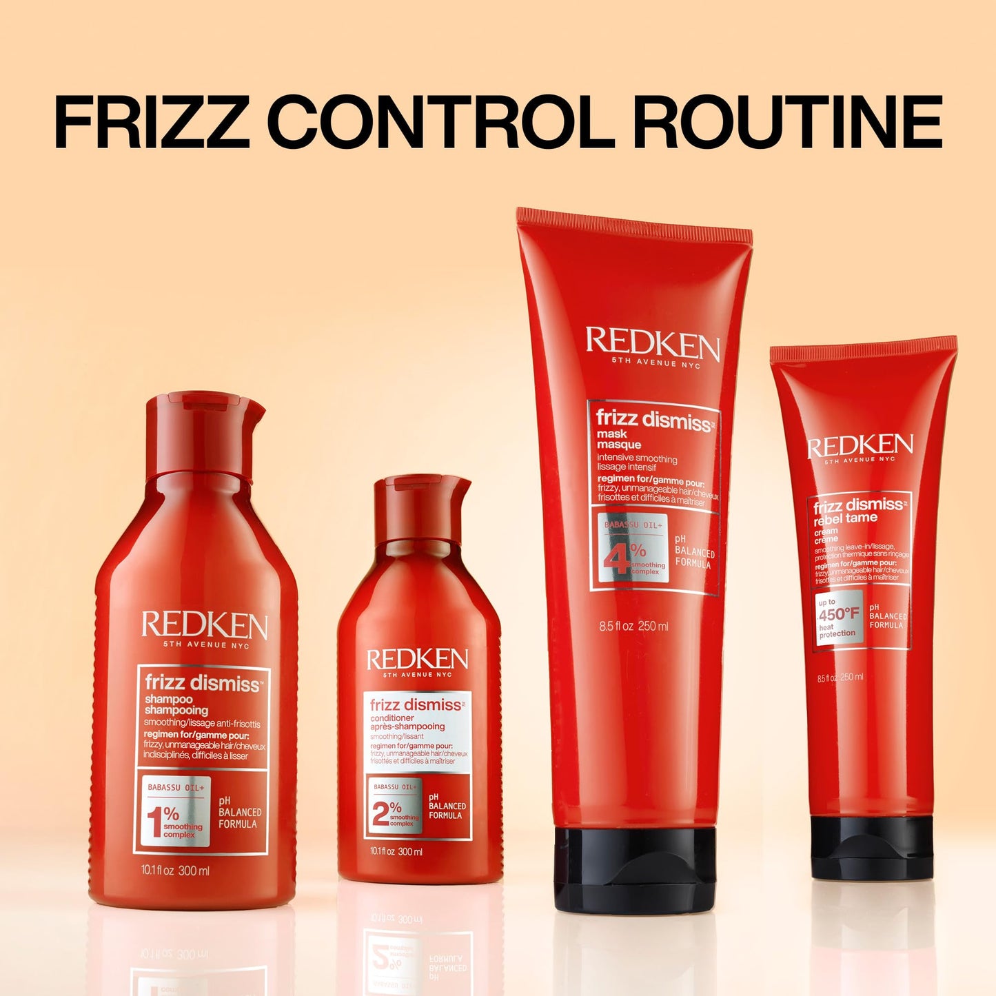 Redken Frizz Dismiss Rebel Tame Heat Protective Leave-In Cream For Frizzy Hair - Protects Hair Against Frizz, 8 Oz