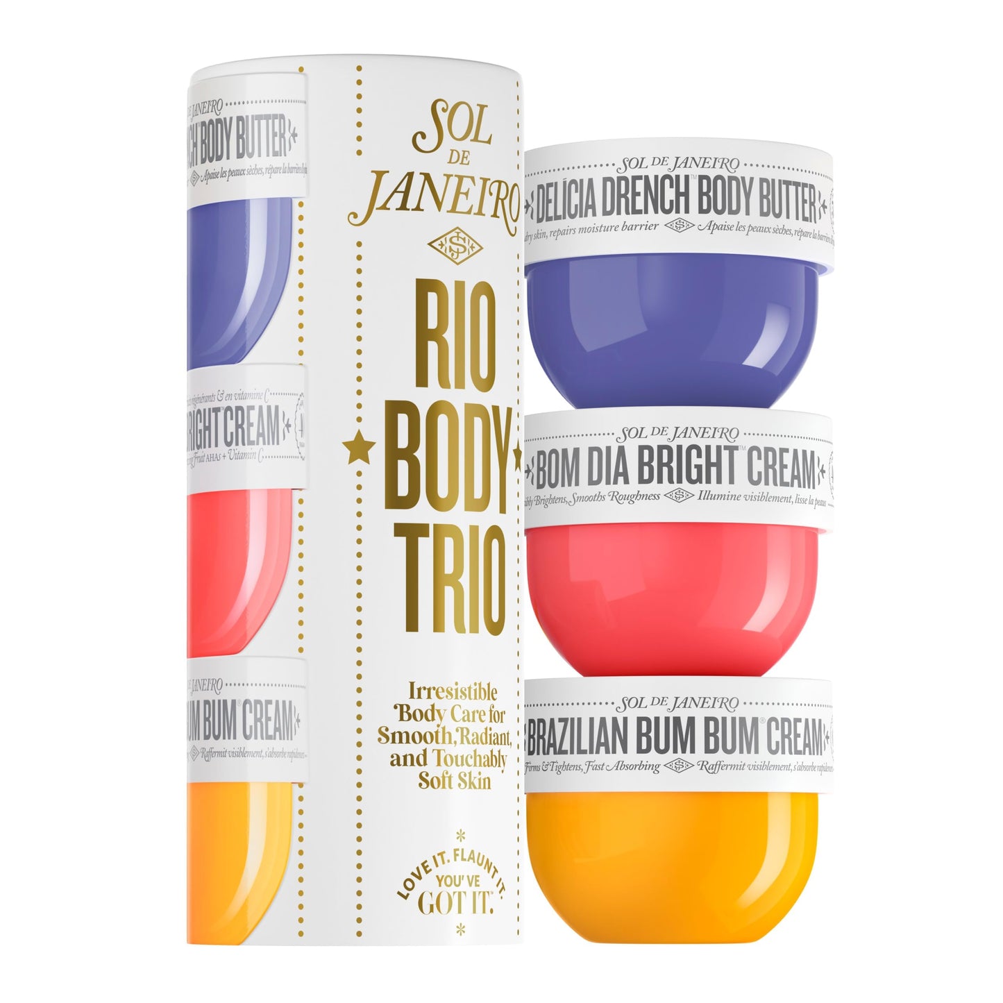SOL DE JANEIRO Rio Trio Mini Body Cream Set - Bum Bum, Delicia Drench & Bom Dia Bright 50ml Each, Amazon Exclusive Trial ($48 Value)