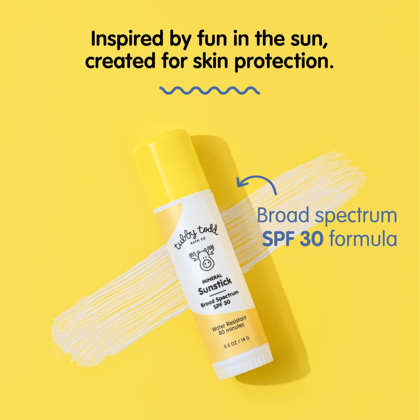 Tubby Todd Mineral Sunstick SPF 30 for Kids – Water-Resistant Broad Spectrum Sunscreen for Face & Body, Sensitive Skin Safe, 2-Pack 0.5 oz