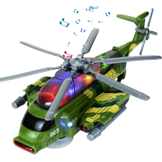 Bloolilies Bump & Go Helicopter & Airplane Toy for Toddlers, Kids 1-7, with Lights & Music – Birthday Gift for Boys & Girls