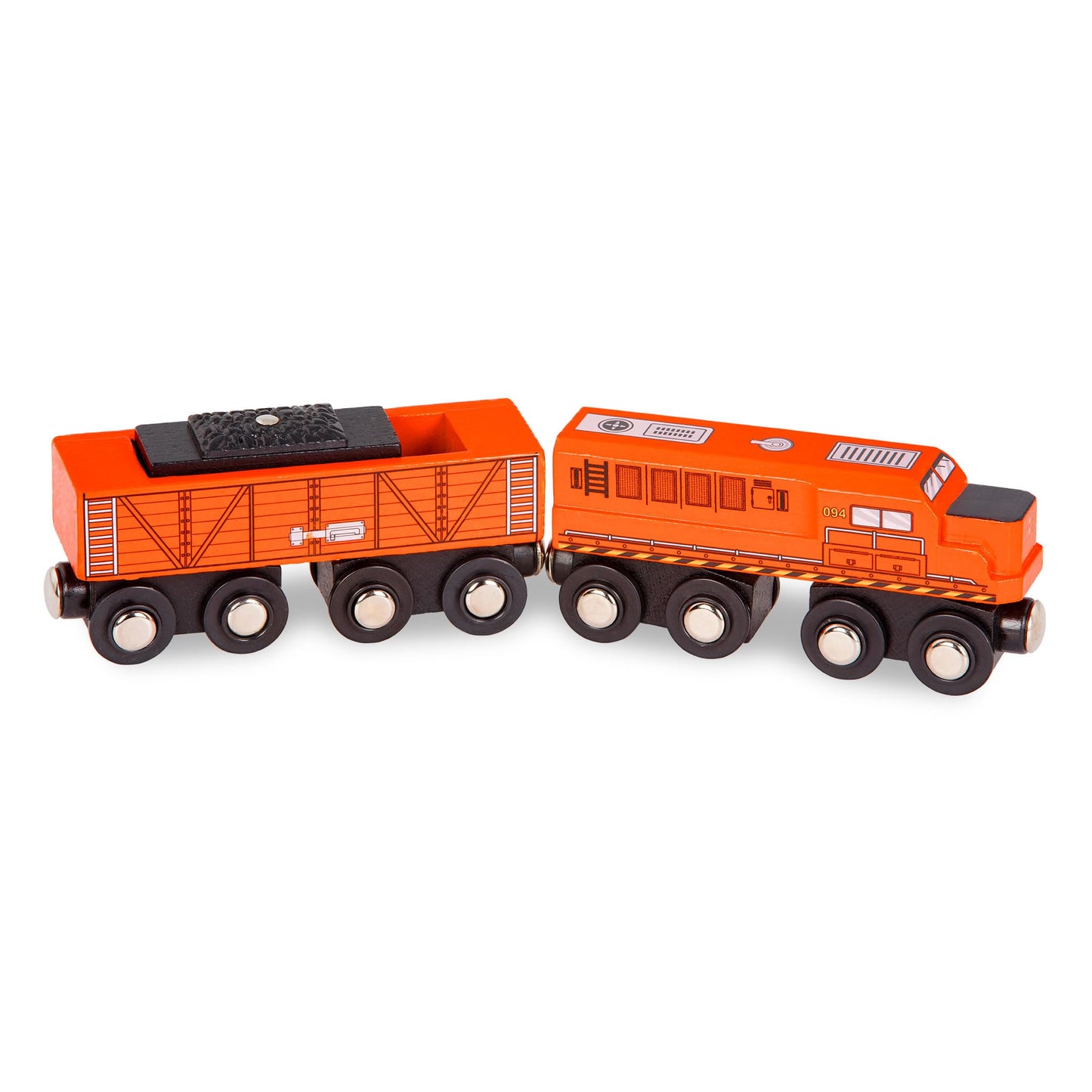 Battat – Classic Trains – 6 Pieces Wooden Railroad Set – Magnetic Toy Trains – Train Engines & Cars – 3+ Years– Wooden Locomotives & Freight Cars