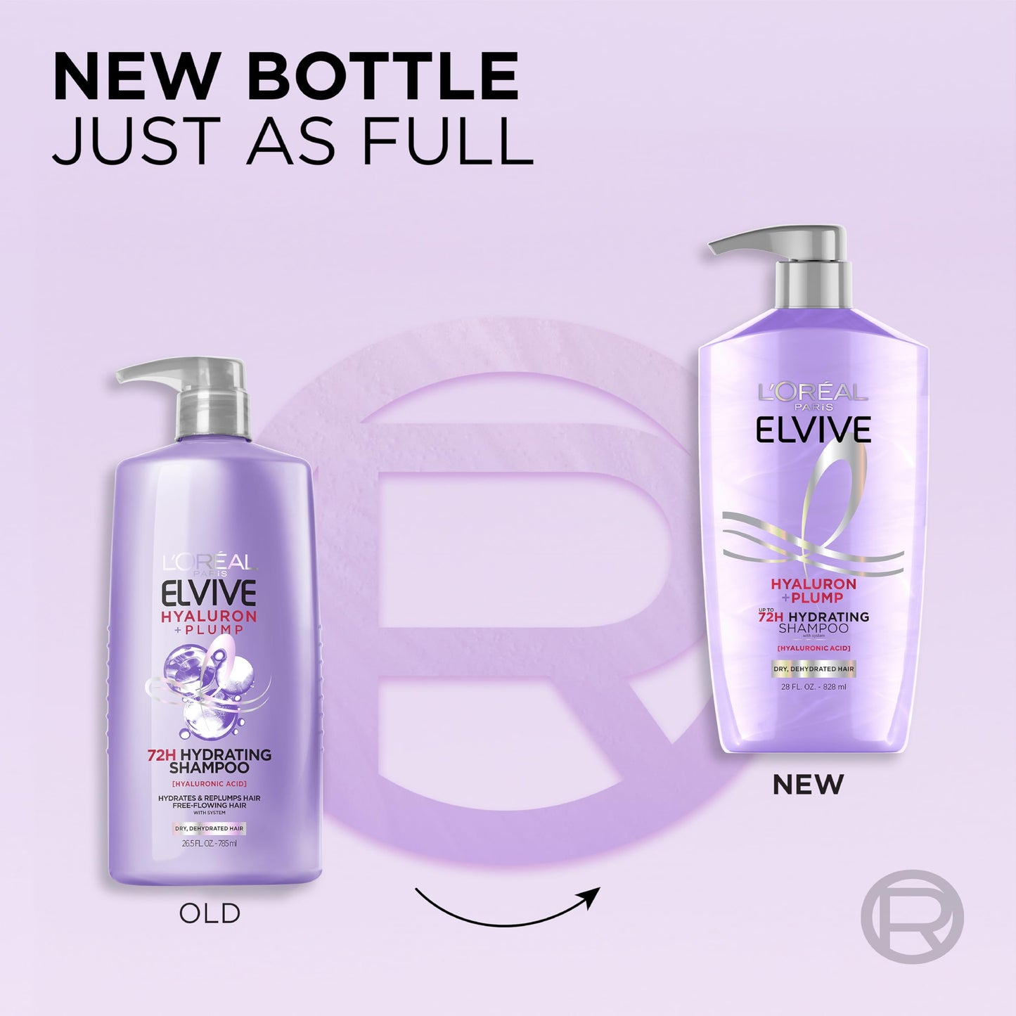 L'Oreal Paris Elvive Hyaluron Plump Shampoo and Conditioner Set for Dehydrated, Dry Hair with Hyaluronic Acid Care Complex, 1 Kit (2 Products)