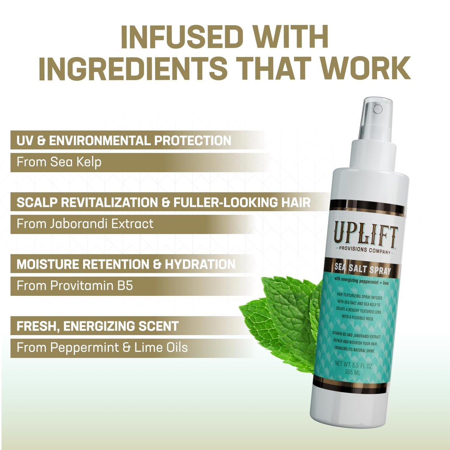 Uplift Provisions Sea Salt Spray 5.5 oz – Adds Texture & Volume for Beach Waves, Enhances Curls, Boosts Fine or Thin Hair, Lightweight Hold