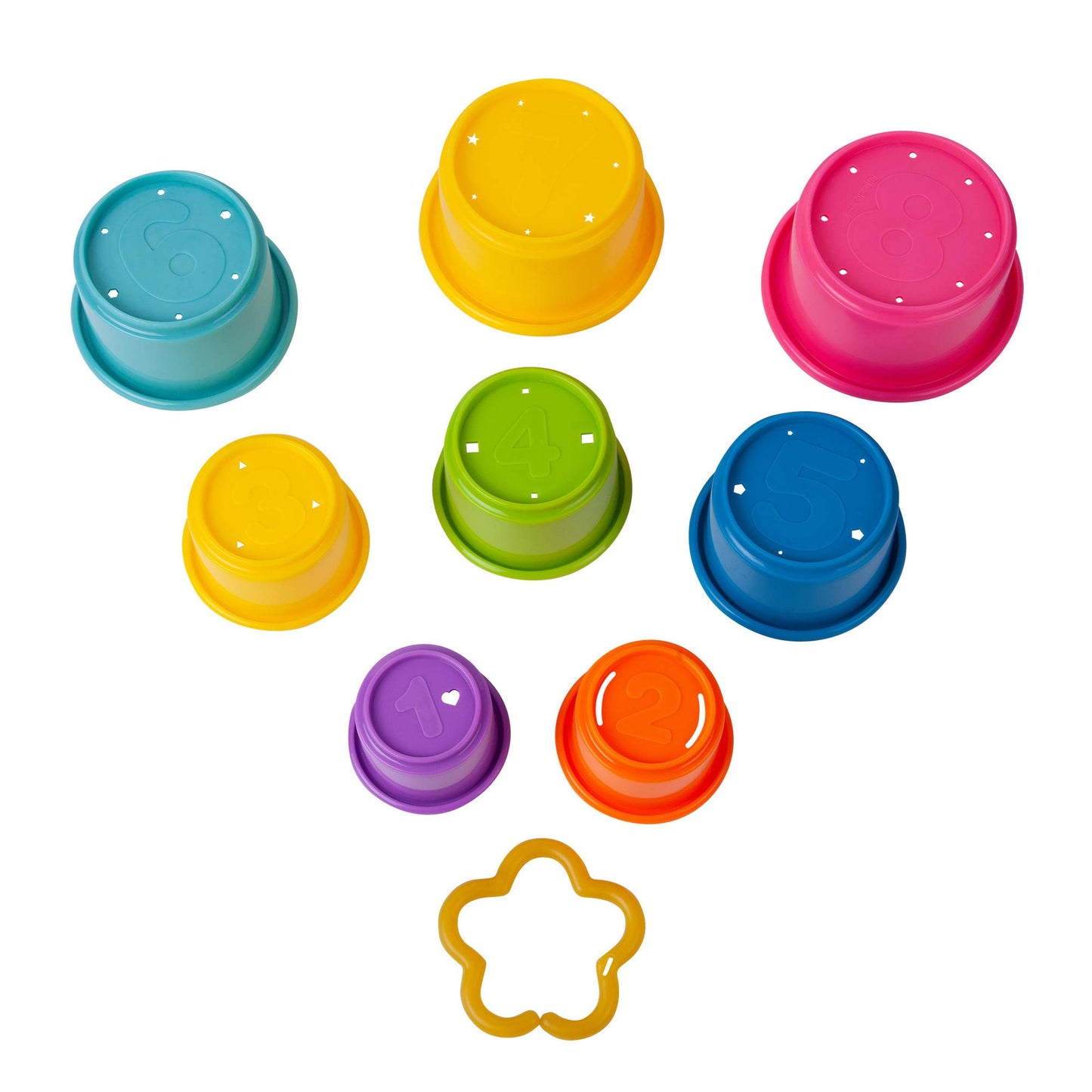 The First Years Stack & Count Stacking Cups - Colorful Baby Bath & Water Toys Set - 8 Stackable Cups for Learning & Toddler Play