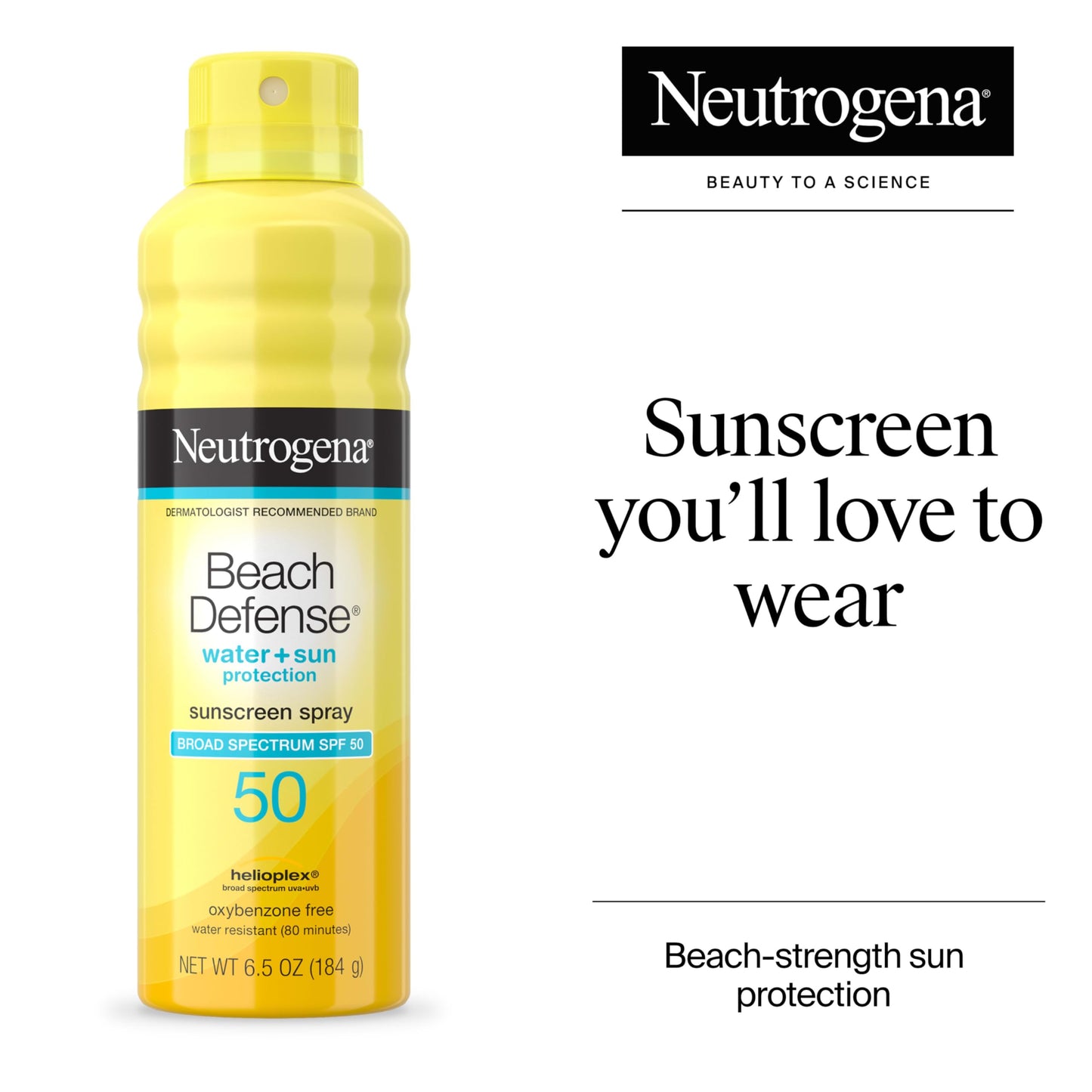 Neutrogena Beach Defense SPF 50 Sunscreen Spray, Reef-Safe, Oxybenzone & Octinoxate Free, Broad Spectrum Face & Body Sunblock, 6.5 Oz