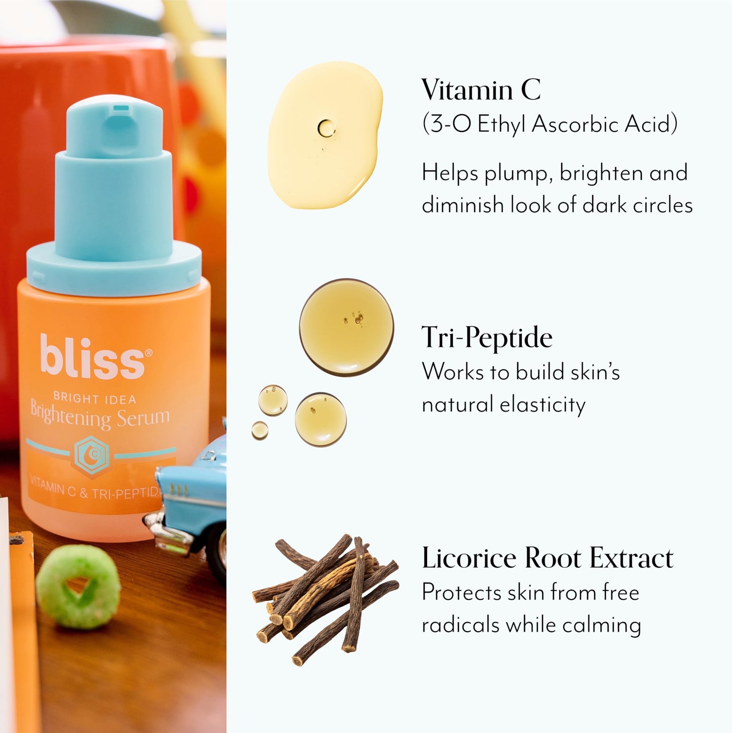 Bliss Bright Idea Vitamin C + Tri-Peptide Serum – 15% Brightening & Barrier Boost, Anti-Aging, Collagen & Elasticity, 1 fl oz