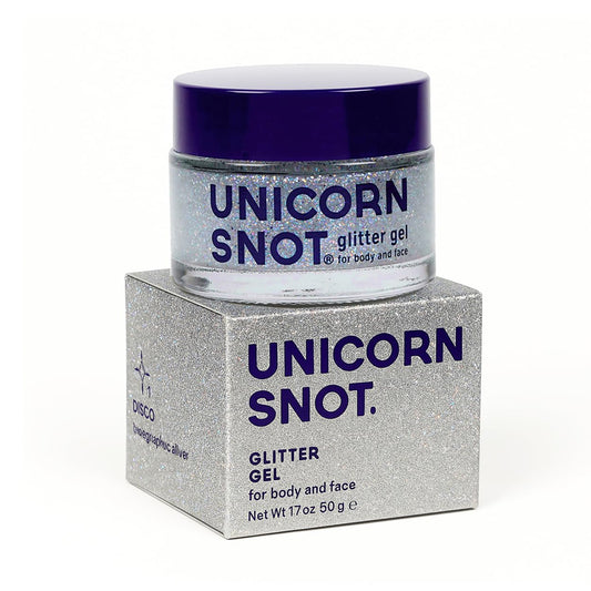 UNICORN SNOT Holographic Face & Body Glitter Gel – Silver Disco Glitter Makeup for Festival, Rave, Cosplay & Halloween – Vegan, Cruelty-Free, 1.7 oz