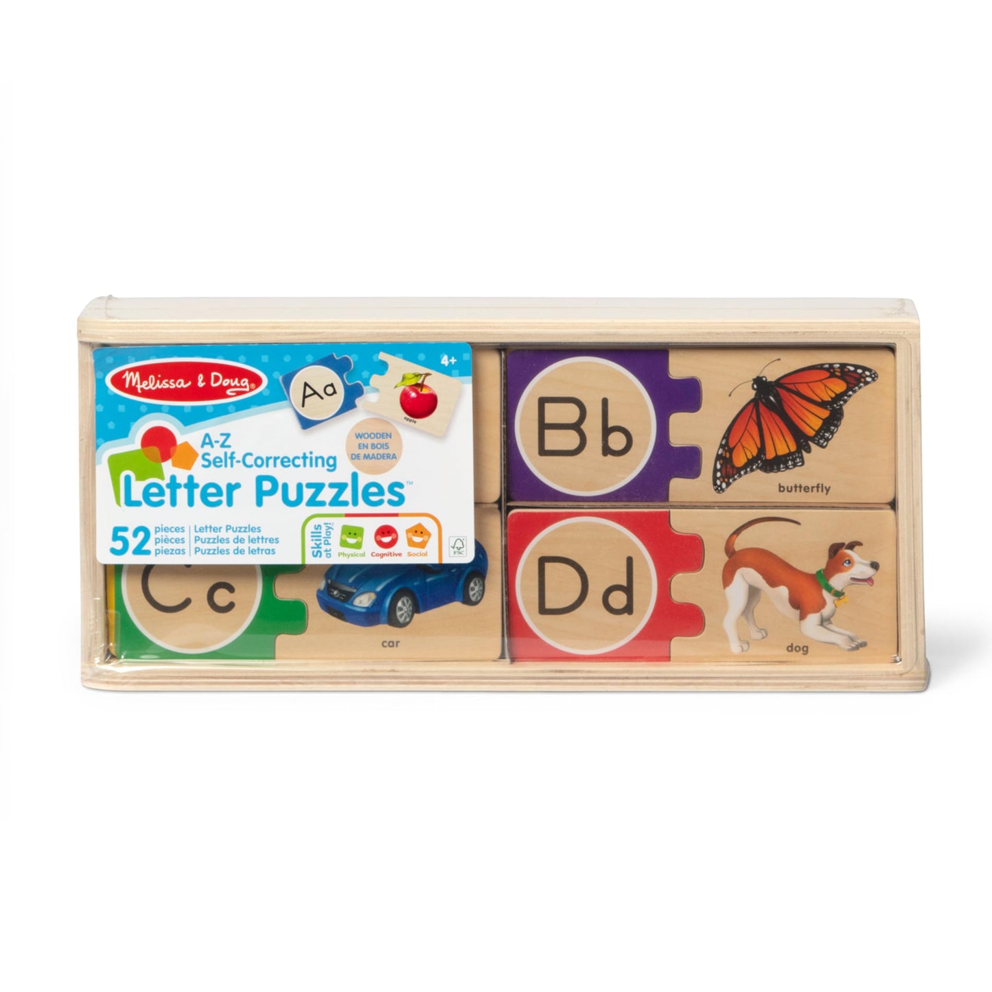 Melissa & Doug Alphabet Puzzle 52 pcs with Storage Box – Wooden ABC Self-Correcting Montessori Learning Toy for Toddlers & Kids 4+