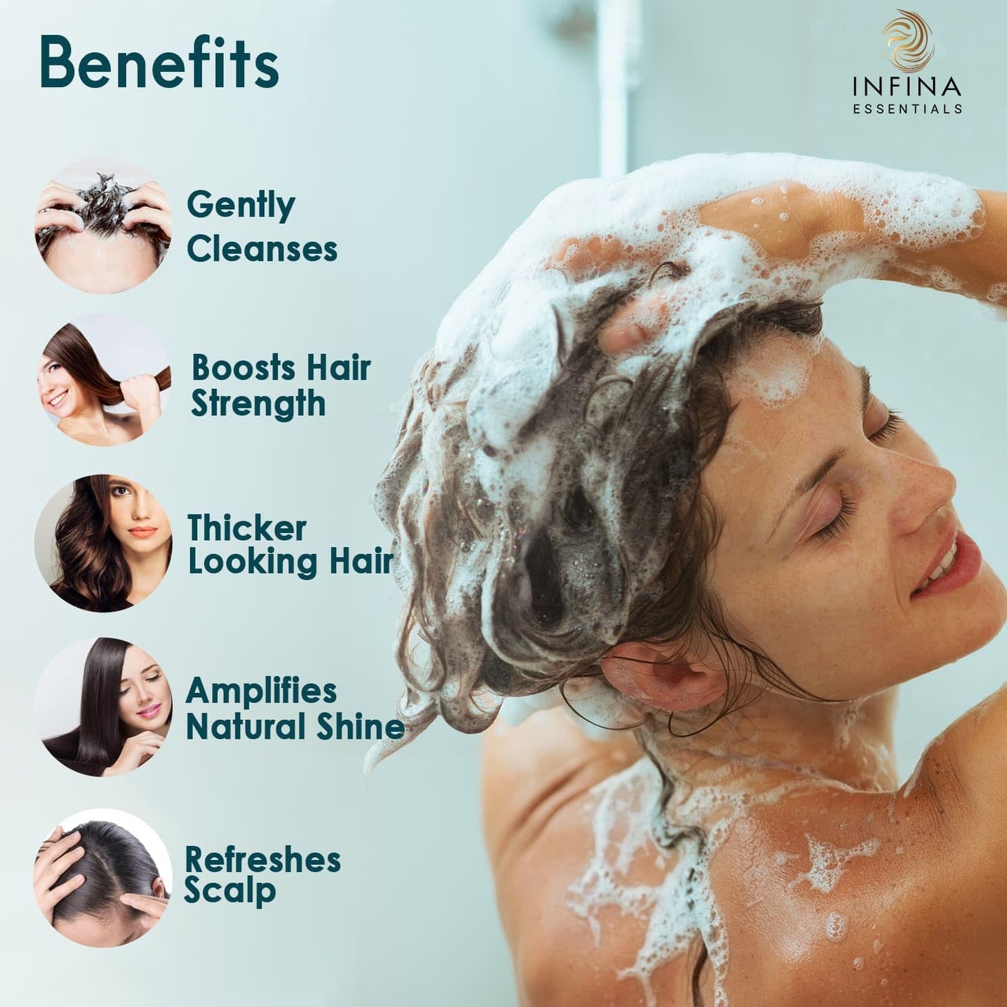 INFINA ESSENTIALS Biotin 2-in-1 Shampoo & Conditioner | Thickening & Strengthening for Men & Women | With Saw Palmetto, Keratin & Caffeine | 16 fl oz