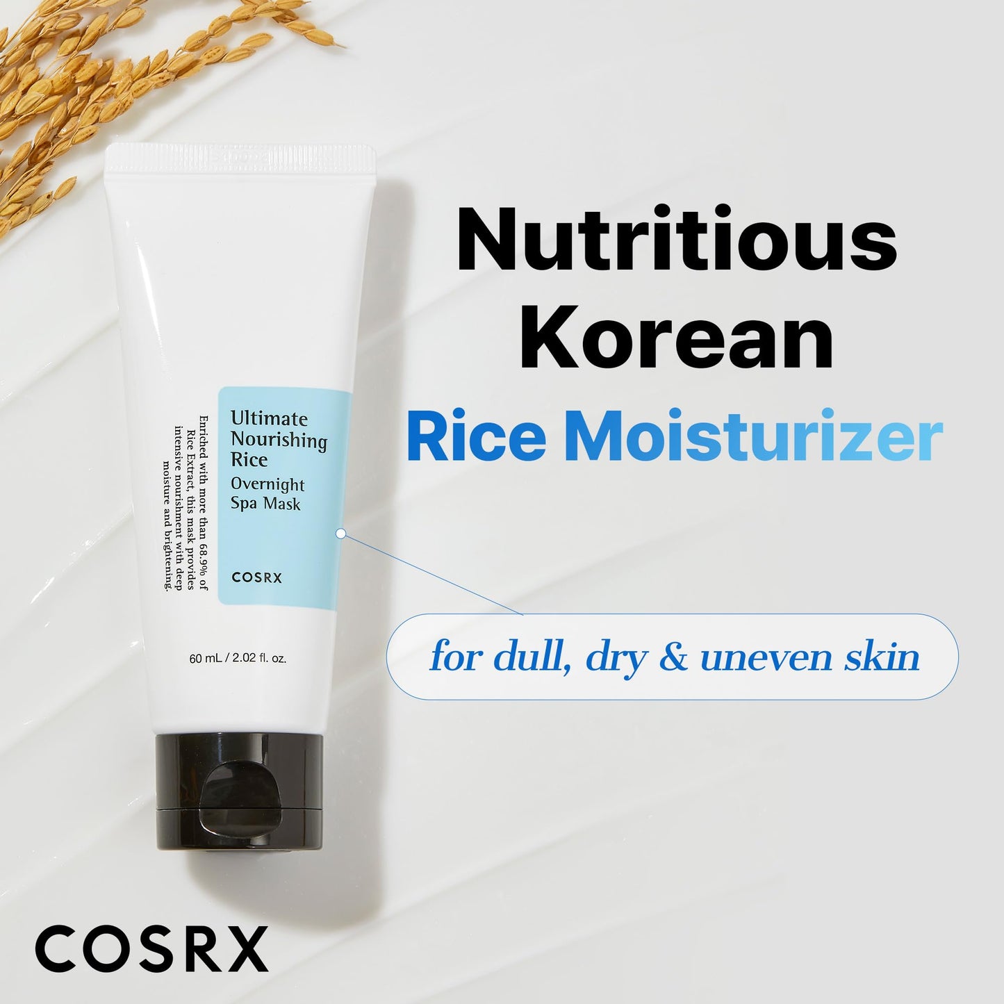 COSRX Ultimate Nourishing Rice Overnight Spa Mask 60ml – 68% Rice Extract, 2% Niacinamide, Korean Skincare, Cruelty-Free & Paraben-Free