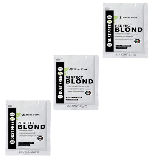 Blond Forte Perfect Blonde Toner & Bleach Powder Lightener for Dark Hair, Extra Strength Professional Formula, Made in Italy, 3 Pack (1 Oz Each)