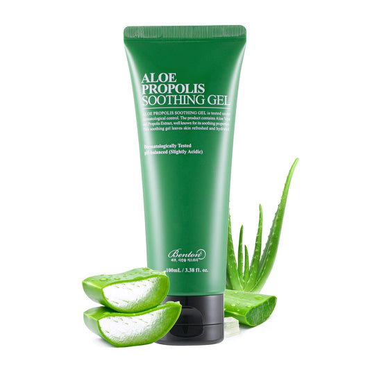 BENTON Aloe Propolis Soothing Gel 3.38 fl oz – Organic Aloe Vera Gel for Face, Sunburn Relief, After Sun Care & Travel-Size Moisturizer