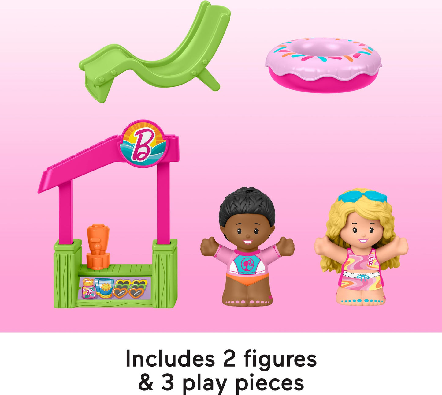 Fisher-Price Little People Toddler Toy Barbie Beach House Playset, Figures and Accessories for Preschool Pretend Play Kids Ages 18+ Months