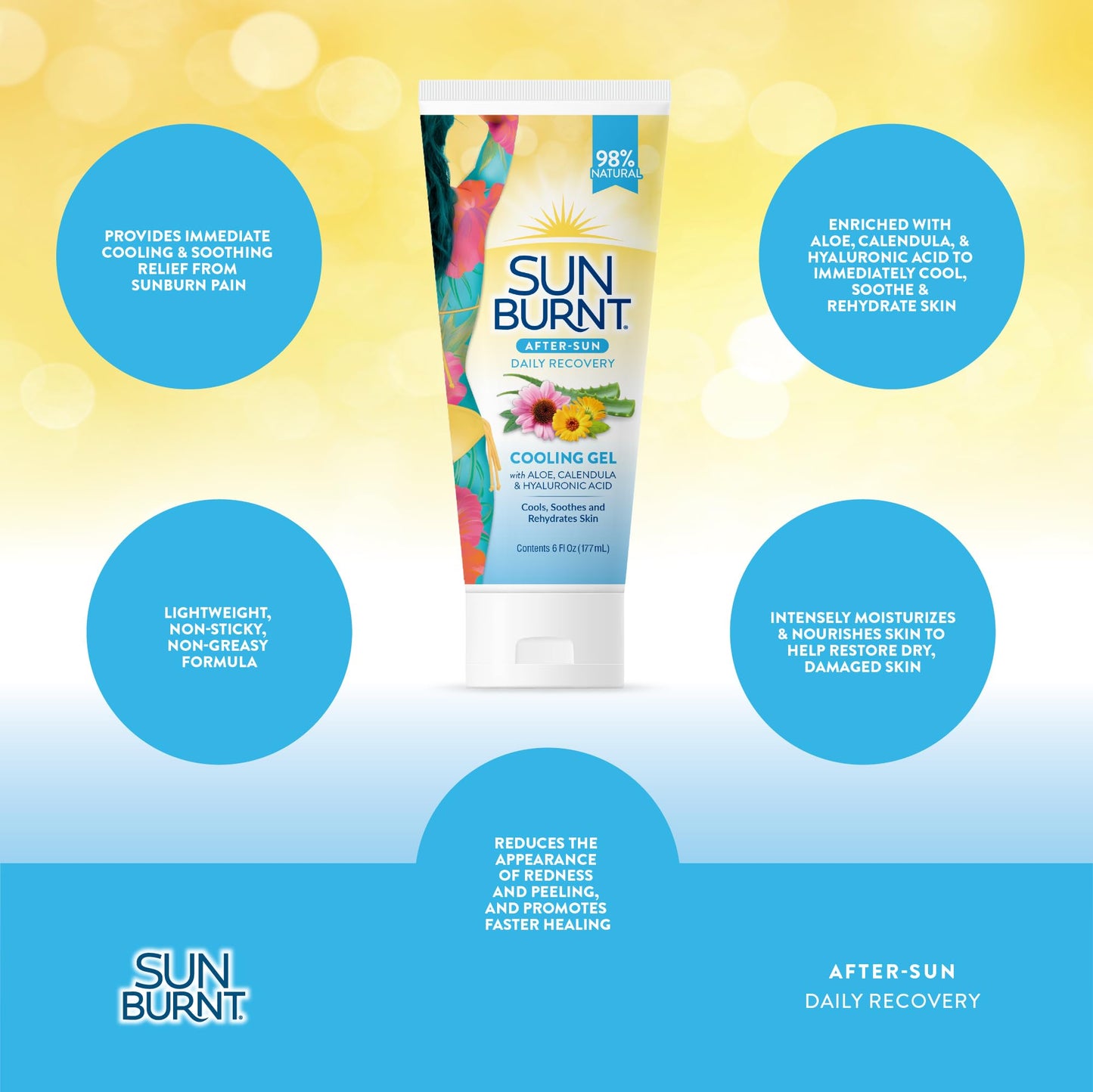 EMCW9 Ultra Hydrating Aloe Vera Gel by Sunburnt 6 Ounce,Clear,SUNB21006