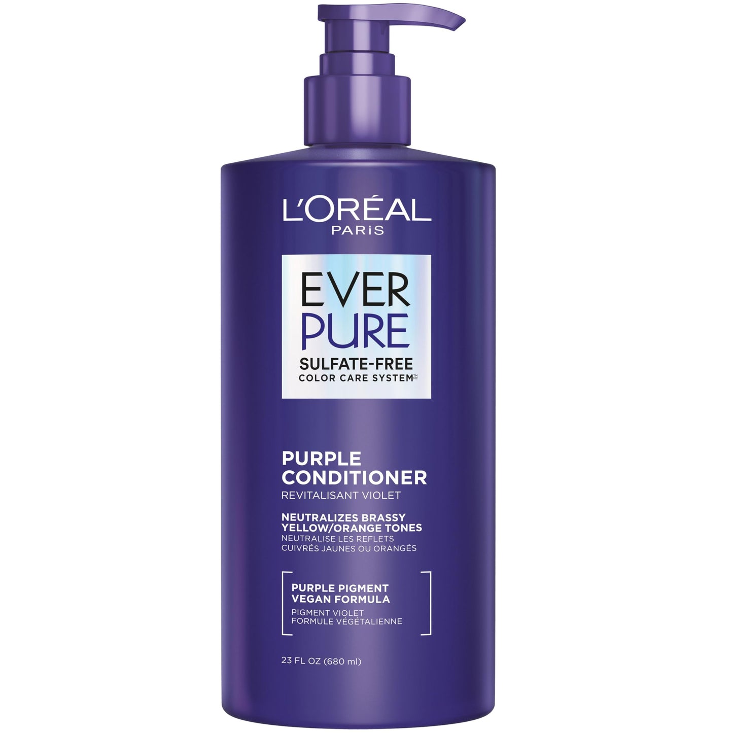 L’Oreal Paris EverPure Sulfate-Free Purple Conditioner for Blonde, Silver & Highlighted Brown Hair, Anti-Brass Toning, 23 fl oz