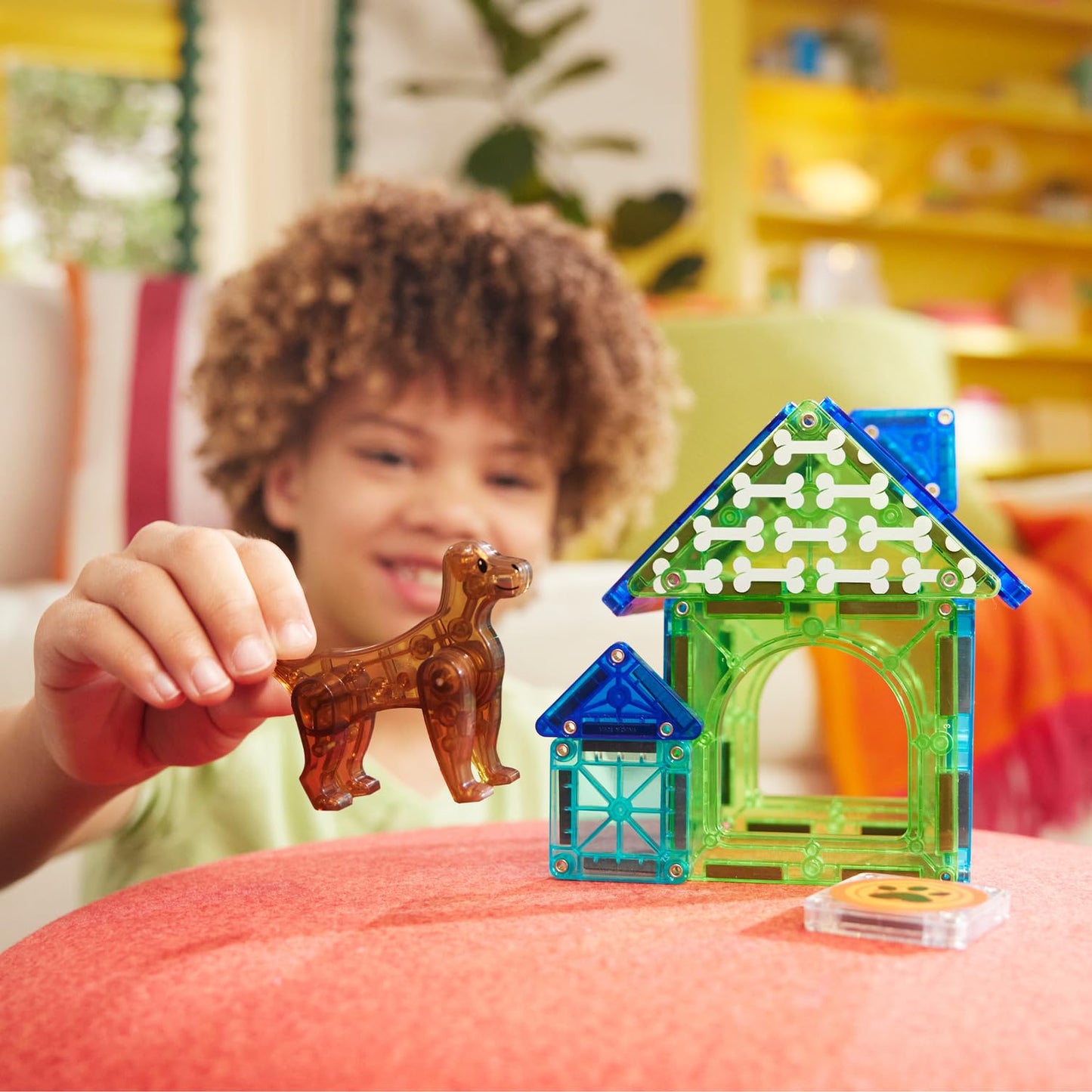 MAGNA-TILES Dog House 13-Piece Magnetic Construction Set, The Original Magnetic Building Brand