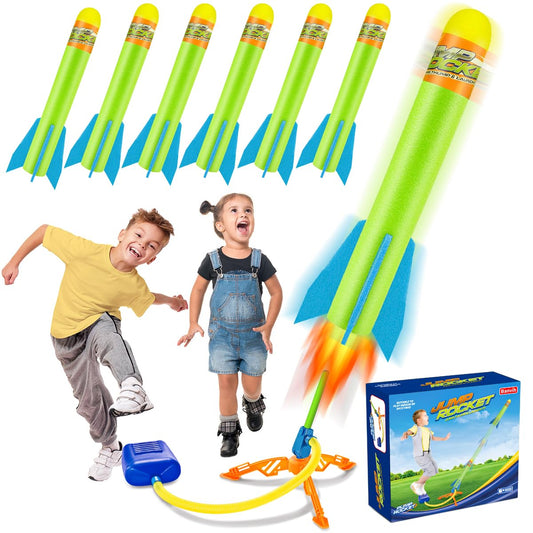 Banvih Toys Rocket Launcher for Kids, Stocking Stuffers for Ages 3 4 5 6 7 8+ Years Old, Outdoor Toys Games, Toddler Boys Birthday Gifts, 6 Foam Air Rockets, Launch up to 120+ft