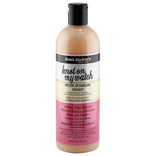 Aunt Jackie's Curls and Coils Knot On My Watch Instant Hair Detangling Therapy for Natural Curls, Coils and Waves, Enriched with shea Butter, 16 oz