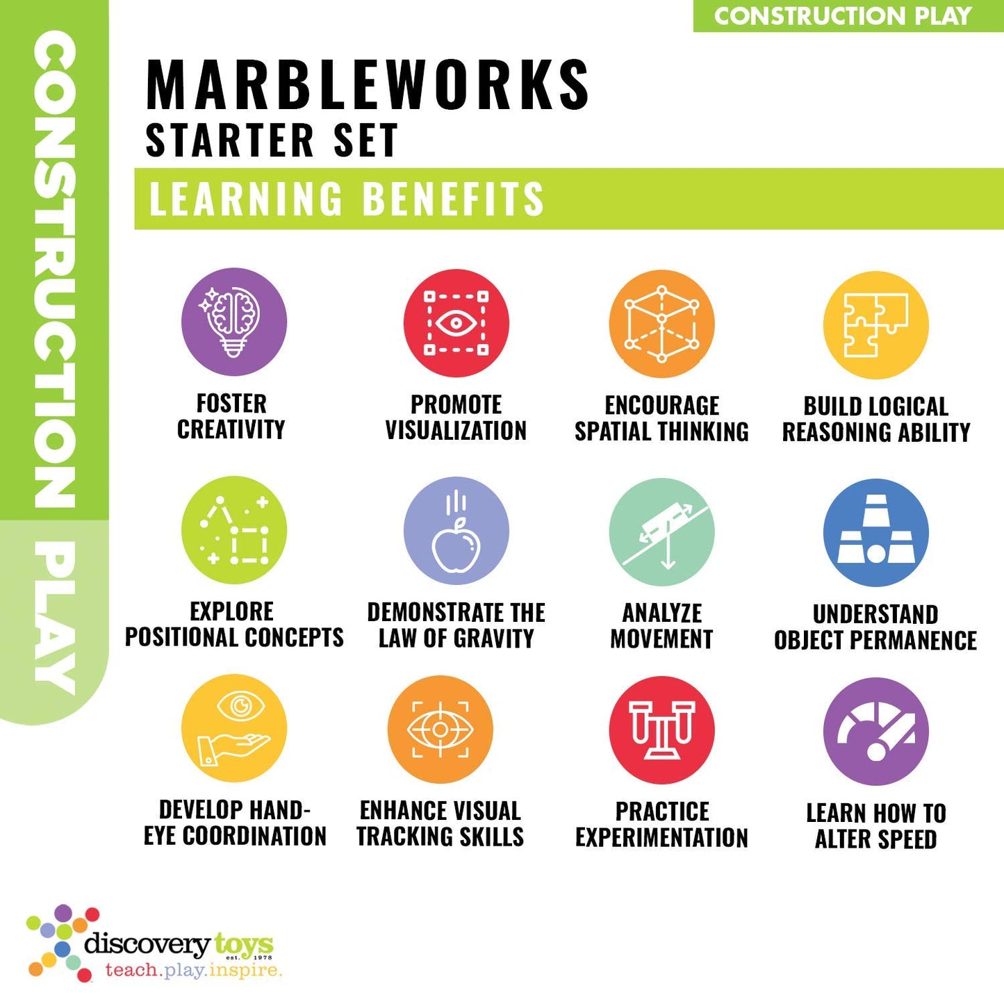 Discovery Toys MARBLEWORKS Marble Run Starter Set – STEM Educational Building Blocks for Kids 5+ | Hands-On Learning & Skill Development